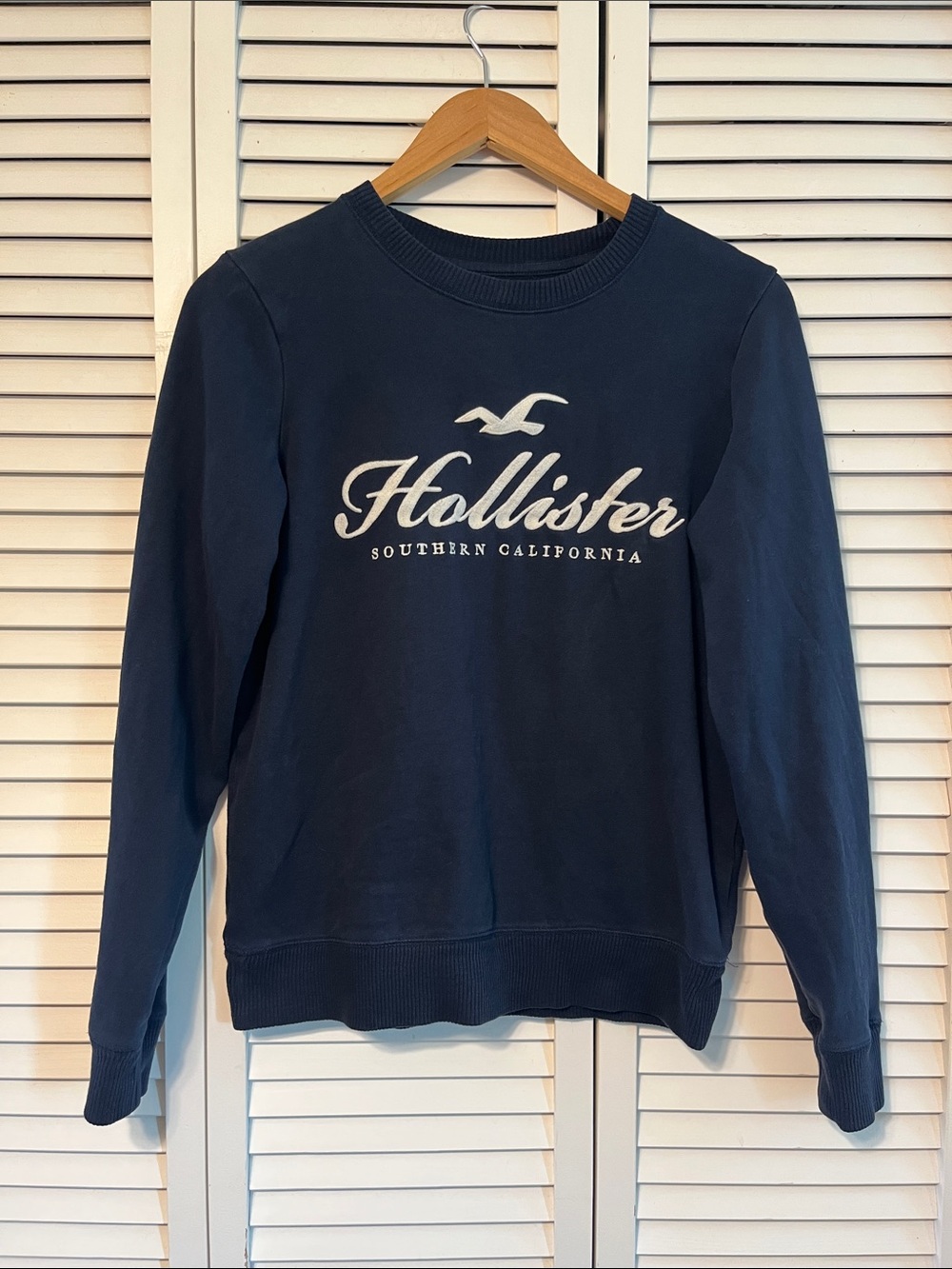 Hollister Navy Sweatshirt with White Script Logo